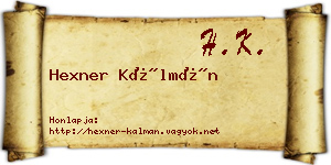 Hexner Kálmán névjegykártya